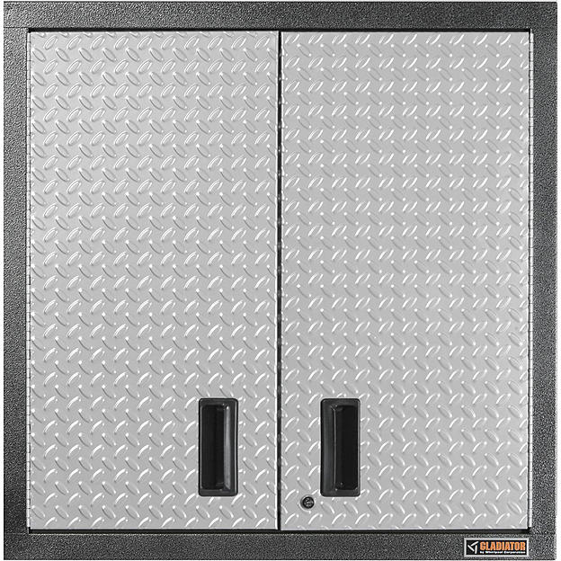 Gladiator Premier Series Pre-Assembled 30 in. H x 30 in. W x 12 in. D Steel 2-Door Garage Wall Cabinet in Silver Tread, only $99.99, free shipping