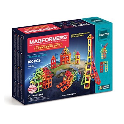 Magformers Landmark Set (100-Pieces) Rainbow Colors Magnetic Building Blocks, Educational Magnetic Tiles Kit , Magnetic Construction STEM Toy architecture Set, Only $74.76, free shipping