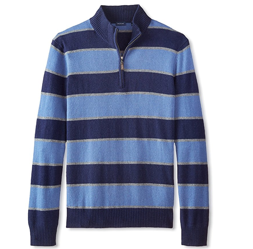 Wool/Cashmere Rugby Stripe Quarter Zip only $18.21