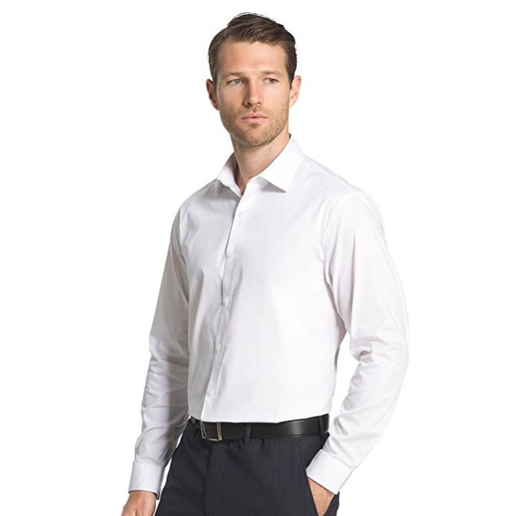 Kenneth Cole Men's Chambray Slim Fit Solid Spread Collar Dress Shirt only $25.36