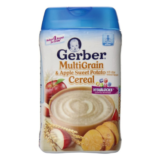 Gerber Multigrain and Apple Sweet Potato Baby Cereal, 8 Ounce (Pack of 6) only $14.82