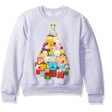 Disney Big Girls' Tsum Tsum Christmas Tree Crew Fleece Pullover  $12.00