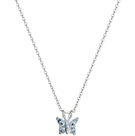 Sterling Silver Gemstone Butterfly Pendant Necklace, 18