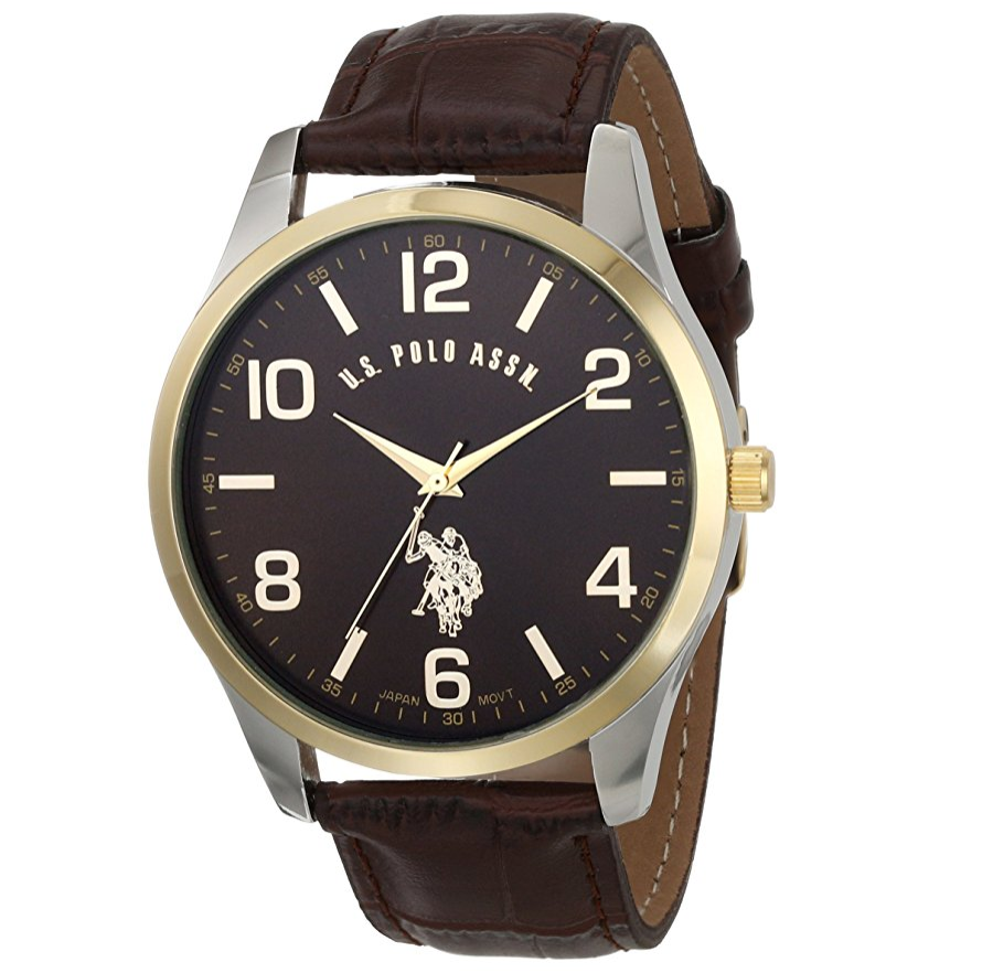 U.S. Polo Assn. Classic Men's USC50225 Watch with Brown Faux-Leather Strap for only $17.99
