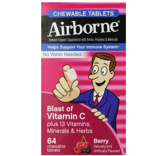 史低價！Airborne 維生素C 1000mg咀嚼片（莓果味）64粒，原價$12.99，現僅售$8.99，免運費