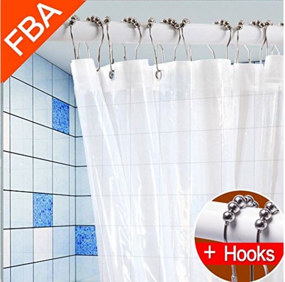 Balichun Shower Curtain, Waterproof Anti-bacterial PVC Free, Mildew-Free PEVA, 72 x 72 Inch only $4.74 when using discount code