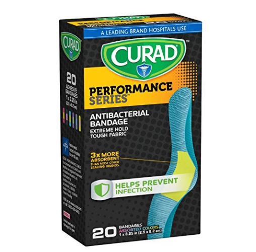 Curad Performance Series Extreme Hold Antibacterial Fabric Bandages, 1