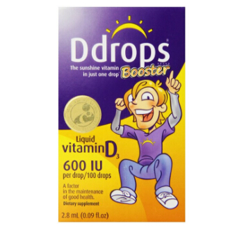 Ddrops加强型维生素D3 600IU， 100滴，原价$14.24，现仅售$11.00