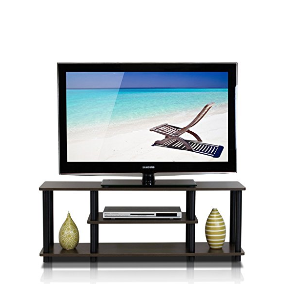 Furinno 12250R1DBR/BK Turn-N-Tube No Tools 3D 3-Tier Entertainment TV Stands, Dark Brown only $28.49