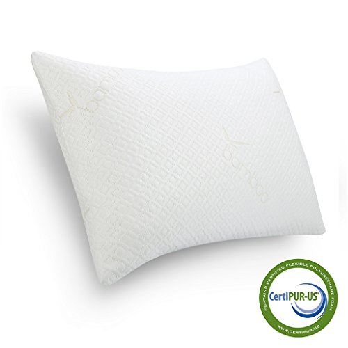 LANGRIA Shredded Memory Foam Pillow Firm for Optimal Orthopedic Support, Removable Washable Bamboo Cover Hypoallergenic Anti-Bacterial CertiPUR-US Certification,Queen Size , Only $12.99