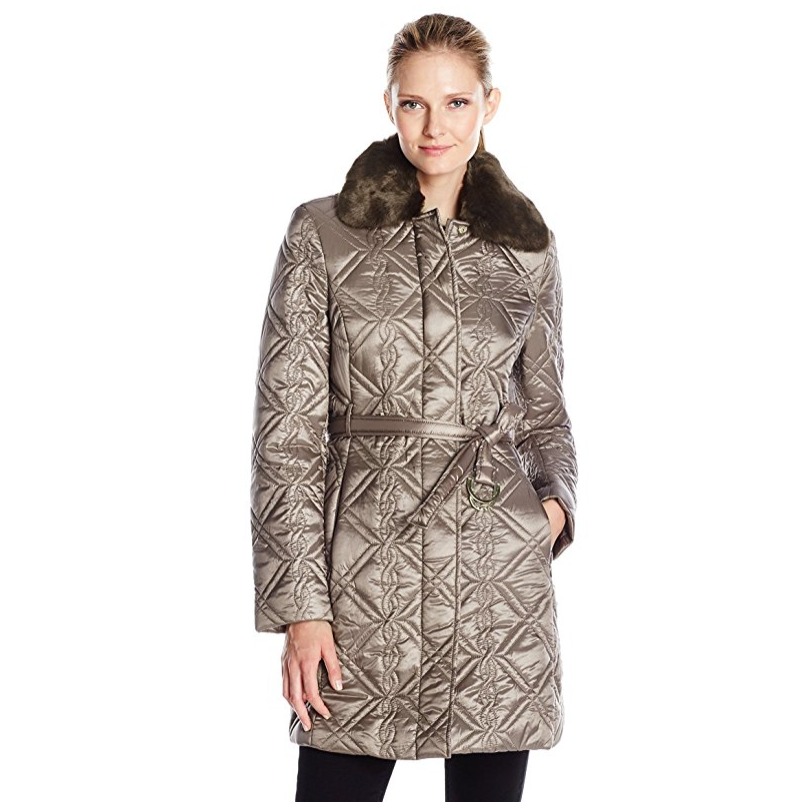 Via Spiga Women's Fly Front Braided Belted Quilt with Detachable Ff Collar only $27.47