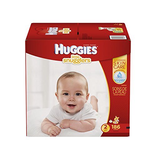 Huggies Little Snugglers 婴儿尿布2号186片，原价$55.81，现点击coupon后仅售$29.58，免运费；所有尺寸都有特价！