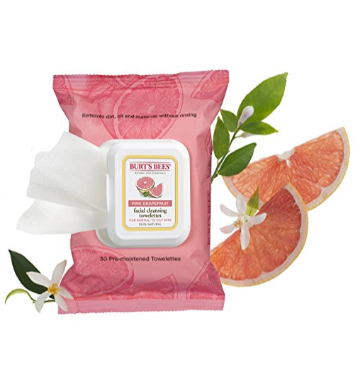 Burt's Bees Facial Cleansing Towelettes, Pink Grapefruit, 30 Count (Pack of 3) only $11.68