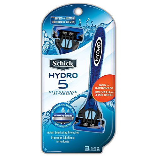 史低价！Schick 舒适 Hydro 5 手动剃须刀，三个装，现点击coupon后仅售$3.69，免运费