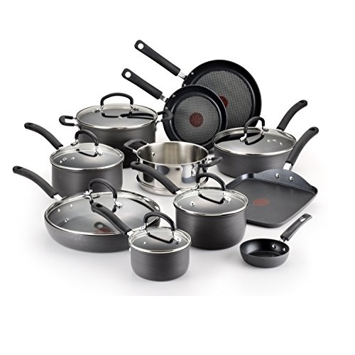 T-fal E765SH Ultimate Hard Anodized Scratch Resistant Titanium Nonstick Thermo-Spot Heat Indicator  Cookware Set, 17-Piece, Gray, Only $119.99, free shipping