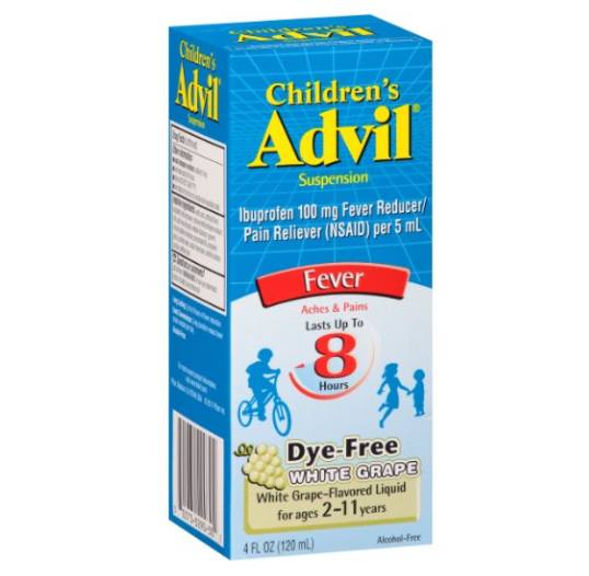 Advil Children's Fever Reducer/Pain Reliever Dye-Free, 100mg Ibuprofen (White Grape Flavor Oral Suspension, 4 fl. oz. Bottle) only $2.74
