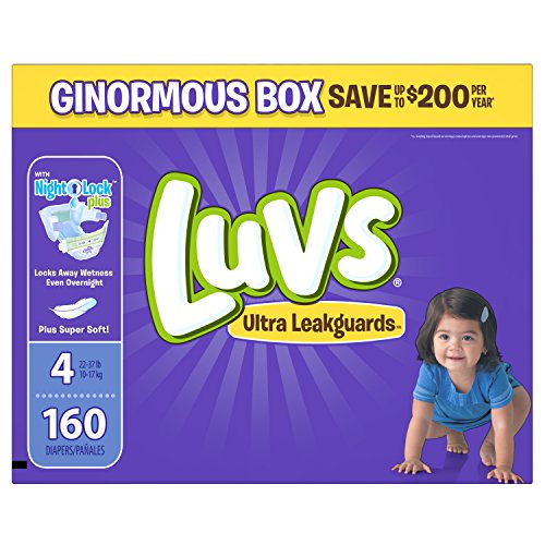 Luvs可伸缩防漏 Ultra Leakguards 尿片，4号160片，原价$35.99，现仅售$18.98，免运费。其它尺寸可选