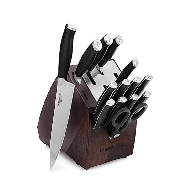 Calphalon Contemporary Self-Sharpening 15-piece Knife Block Set with Sharp-In Technology, Black/Silver only $137.28
