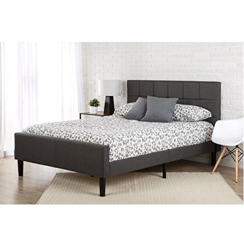 Zinus Upholstered Square Stitched Platform Bed with Footboard, Queen, Only$159.00, free shipping