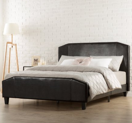 Zinus Sculpted Faux Leather Upholstered Platform Bed with Footboard and Wooden Slats, Queen, Espresso only $161.40, Free Shipping