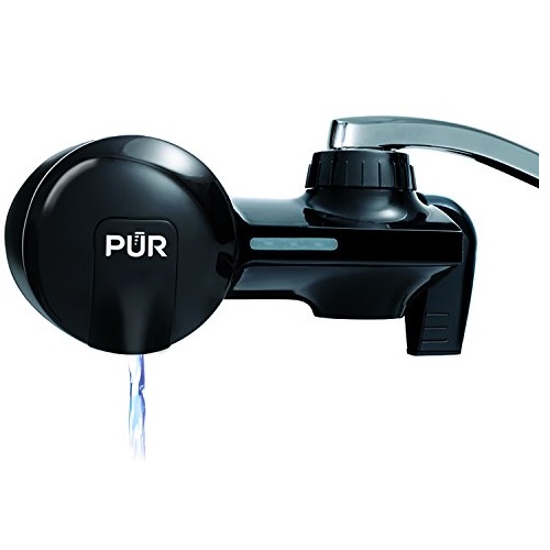 PUR Basic Faucet Water Filter System with 1 Basic Filter, Black, Horizontal Style,, Carbon Filter Lasts 3 Months (100 gal.), Fits Standard Faucets, Easy Install, PFM100B, Only $15.49