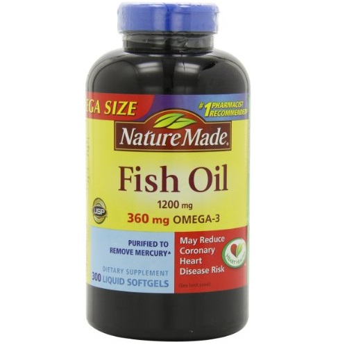 Nature Made 1200mg of Fish Oil, 2400 per serving, 360mg of Omega-3, 300 Softgels, Only $14.00, free shipping after using SS