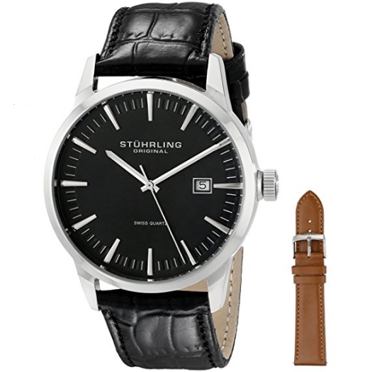 Stuhrling Original Men's 555A.01 Analog Classic Ascot II Swiss Quartz Movement Leather Strap Black Watch with Interchangeable Tan Leather Strap $59.99 FREE Shipping