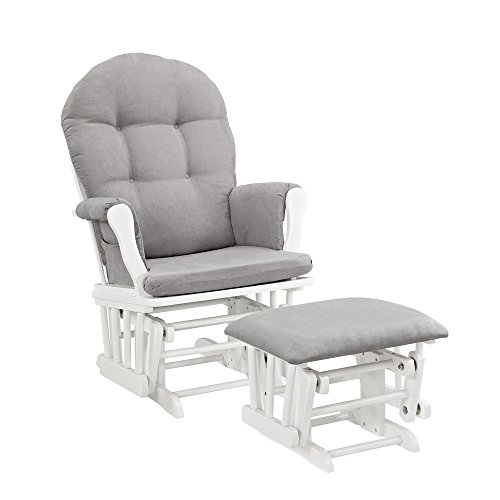 Windsor Glider and Ottoman, White with Gray Cushion, Only$119.99, free shipping