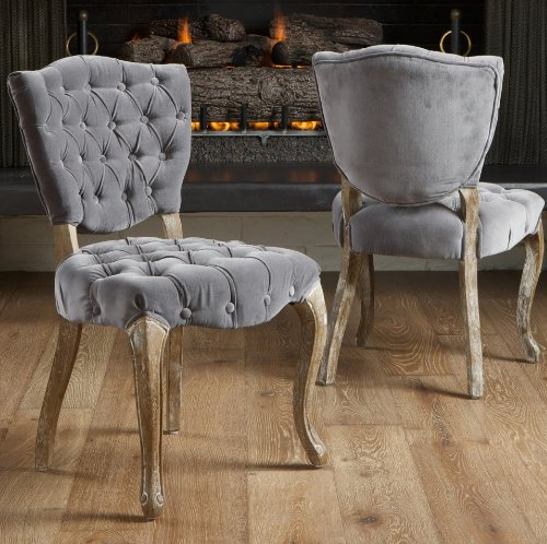 Best Selling Lane Tufted Fabric Dining Chair, Grey, Set of 2 only $163.39, Free Shipping