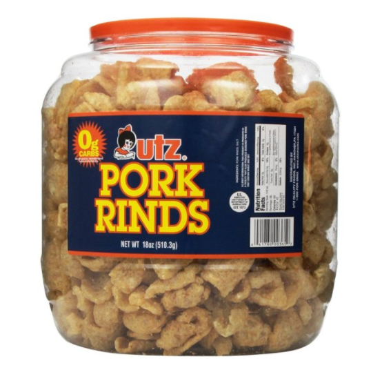 Utz Pork Rinds, 18 oz Barrel only $6.98, Free Shipping