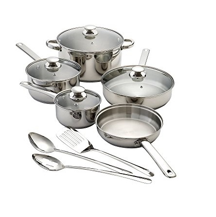 Chef's Quarters 12-pc. Stainless Steel Cookware Set, Only $29.97, $4.49 shipping