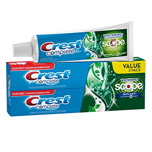 Crest 全效亮白清新薄荷牙膏，5.8 oz/支，共两支，原价$7.26，现点击coupon后仅售$4.49