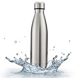 OUTERDO Water Bottle, Double Wall Vacuum Insulated Stainless Steel Water bottle - BPA Free Long Neck and Bullet Shape 17oz Ideal for Outdoor Sports Camping Hiking Cycling $9.53
