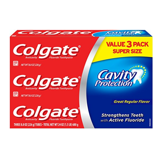Colgate Cavity Protection Toothpaste, 8 Ounce, 3 Count，only $3.47