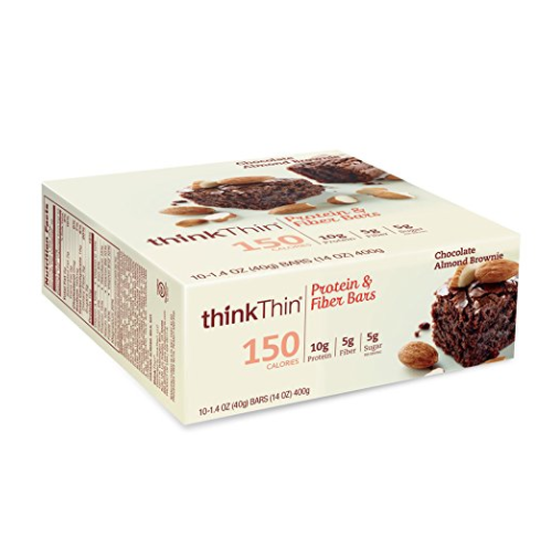 thinkThin Protein & Fiber Bars, Chocolate Almond Brownie, 1.41 Ounce (Pack of 10)  only $10.24