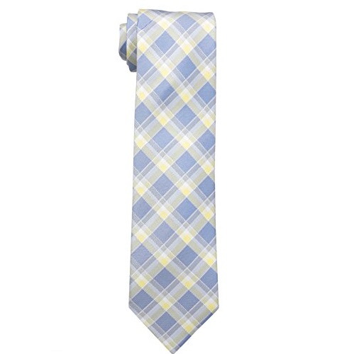 Vince Camuto Men's Pavia Plaid Necktie, Navy/Yellow, One Size, Only $9.31
