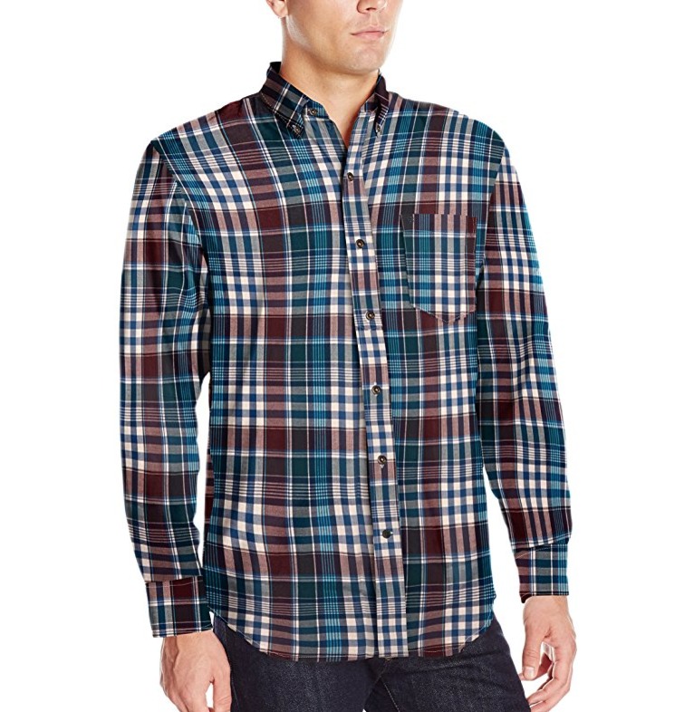 IZOD Men's Long Sleeve Twill Easycare Plaid Shirt only $10.99