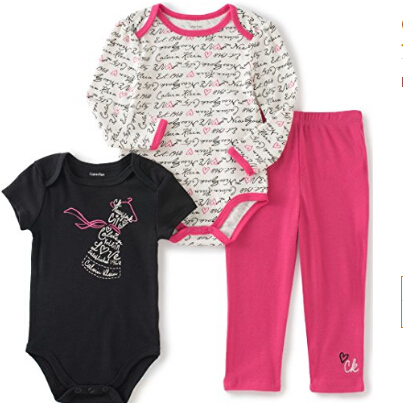 Calvin Klein Baby Girls' 3 Piece Creeper Pants Set  $6.04