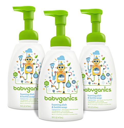 Babyganics Foaming Dish & Bottle Soap, Pump Bottle, Fragrance Free, 16oz, 3 Pack,, Only $14.19