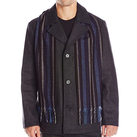 Perry Ellis Men's Wool-Blend Coat with Scarf $19.63 FREE Shipping on orders over $25