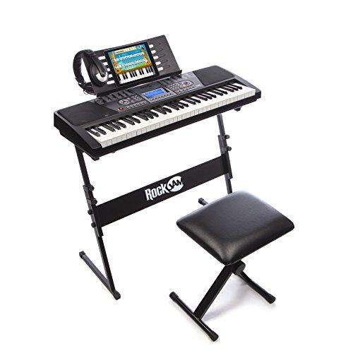 RockJam 61键电子琴，带支架，脚蹬，耳机和电源，原价$149.99，现仅售$119.99，免运费