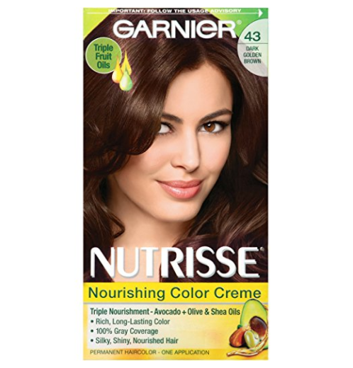 Garnier Nutrisse Nourishing Color Creme, 43 Dark Golden Brown (Cocoa Bean) (Packaging May Vary) only$2.08