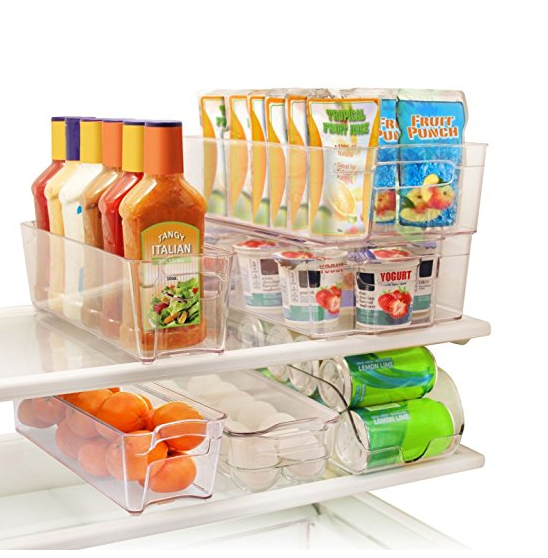 Greenco 6 Piece Refrigerator and Freezer Stackable Storage Organizer Bins with Handles, Clear only $29.10