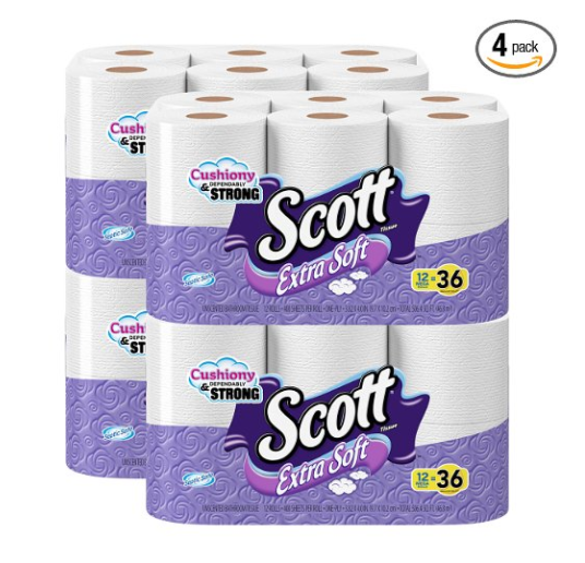 Scott Extra Soft Toilet Paper, Mega Roll, 12 Rolls, Bath Tissue (pack of 4)  only $21.52