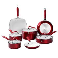 $99 Bella 11-pc. Red Ceramic Cookware Set