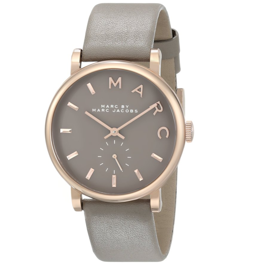 Marc by Marc Jacobs Women's MBM1266 Baker Rose-Tone Stainless Steel Watch with Grey Leather Band only $97。50