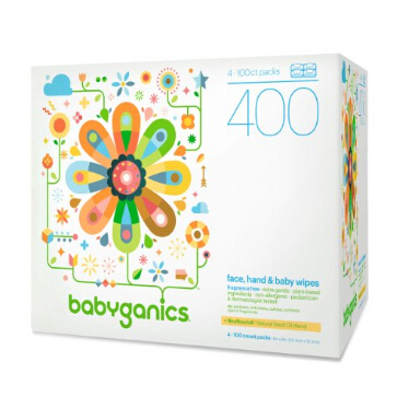 史低价！Babyganics 宝宝专用湿巾，无香型，100片/包，共4包，原价$21.99，现点击coupon后仅售$8.83，免运费！