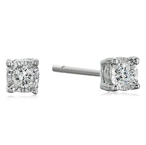 Amazon Collection 1/10 Cttw Diamond Sterling Silver Stud Earrings, Only $25.99, free shipping
