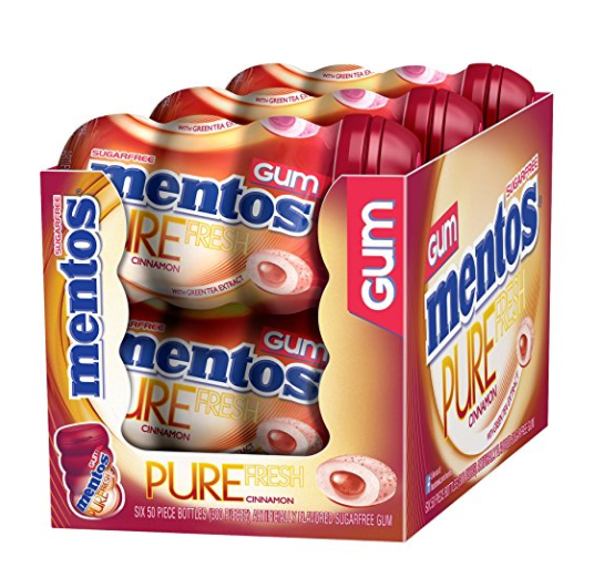 Mentos Gum Sugar Free, Pure Fresh Cinnamon, 50 Piece (Pack Of 6) only $9.58