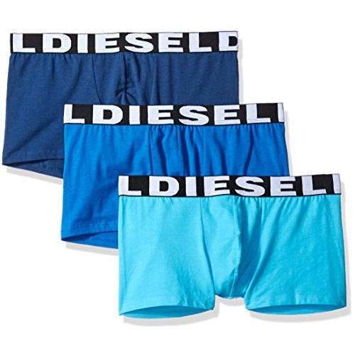Diesel Men's 3-Pack Shawn Logo Cotton Stretch Trunk, Light Blue, Royal Blue, Dark Blue, Large, Only $21.64, You Save $17.36(45%)